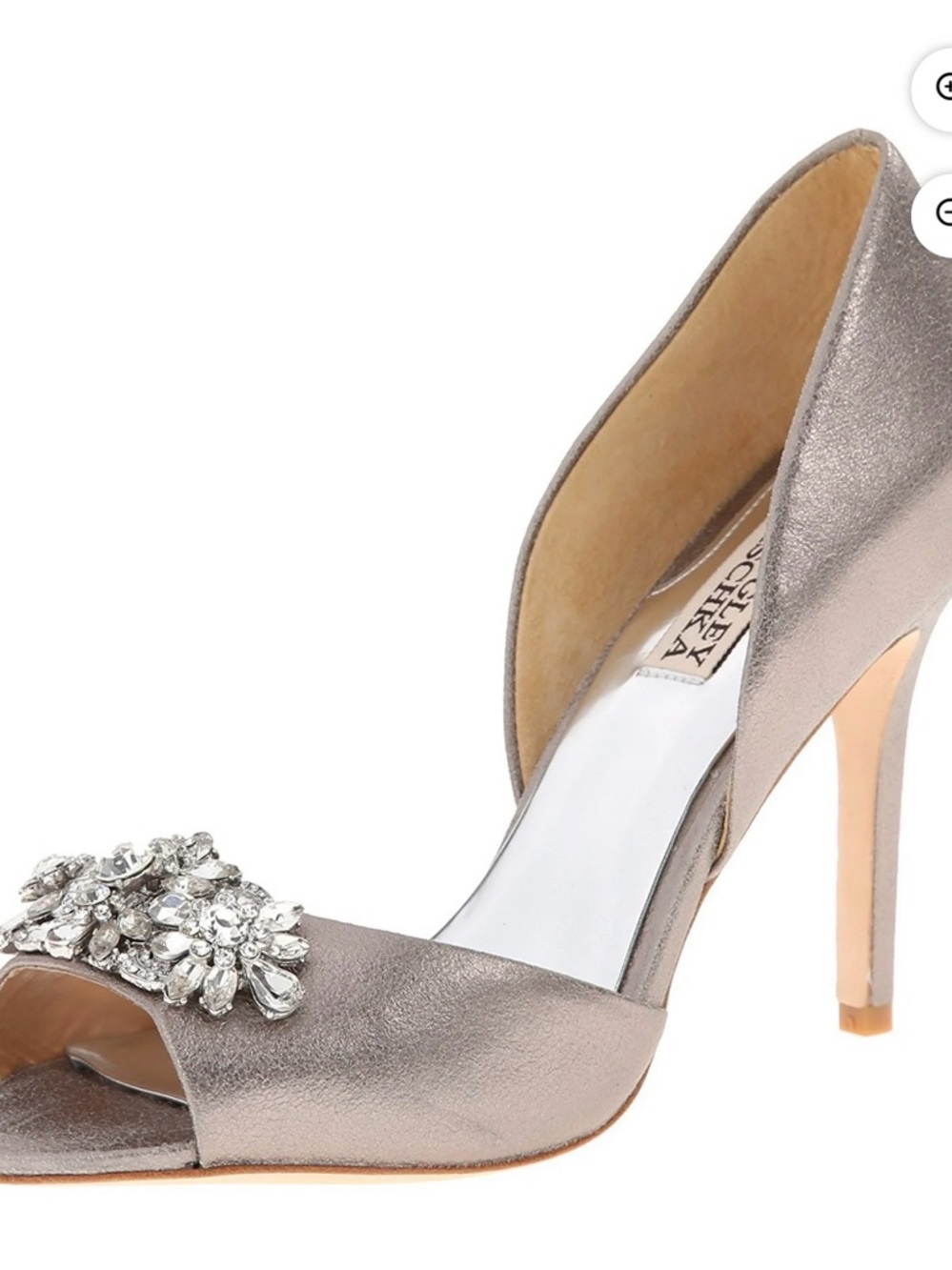 Badgley Mischka Women's Giana II D'Orsay Pump, Pewter Metallic Suede, 9.5 M US